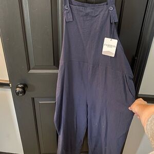 Linen Navy Jumpsuit